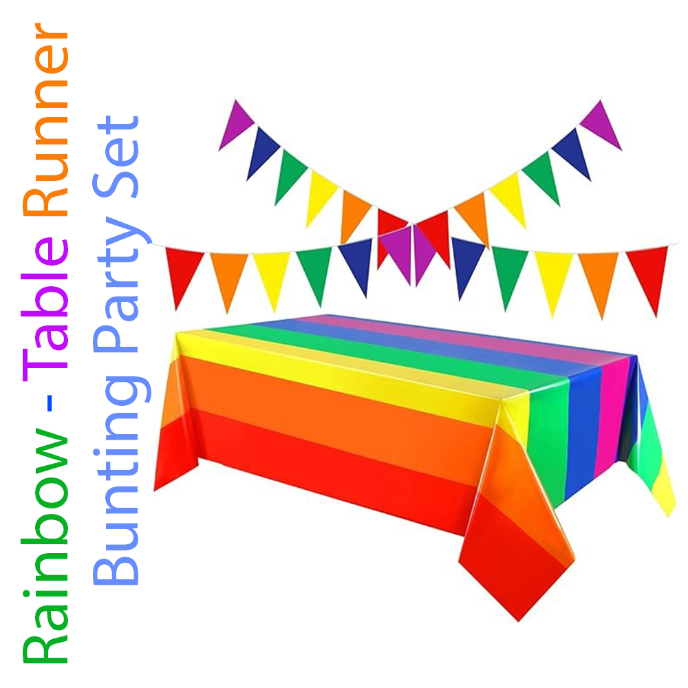 Rainbow Table Runner Bunting Party Set